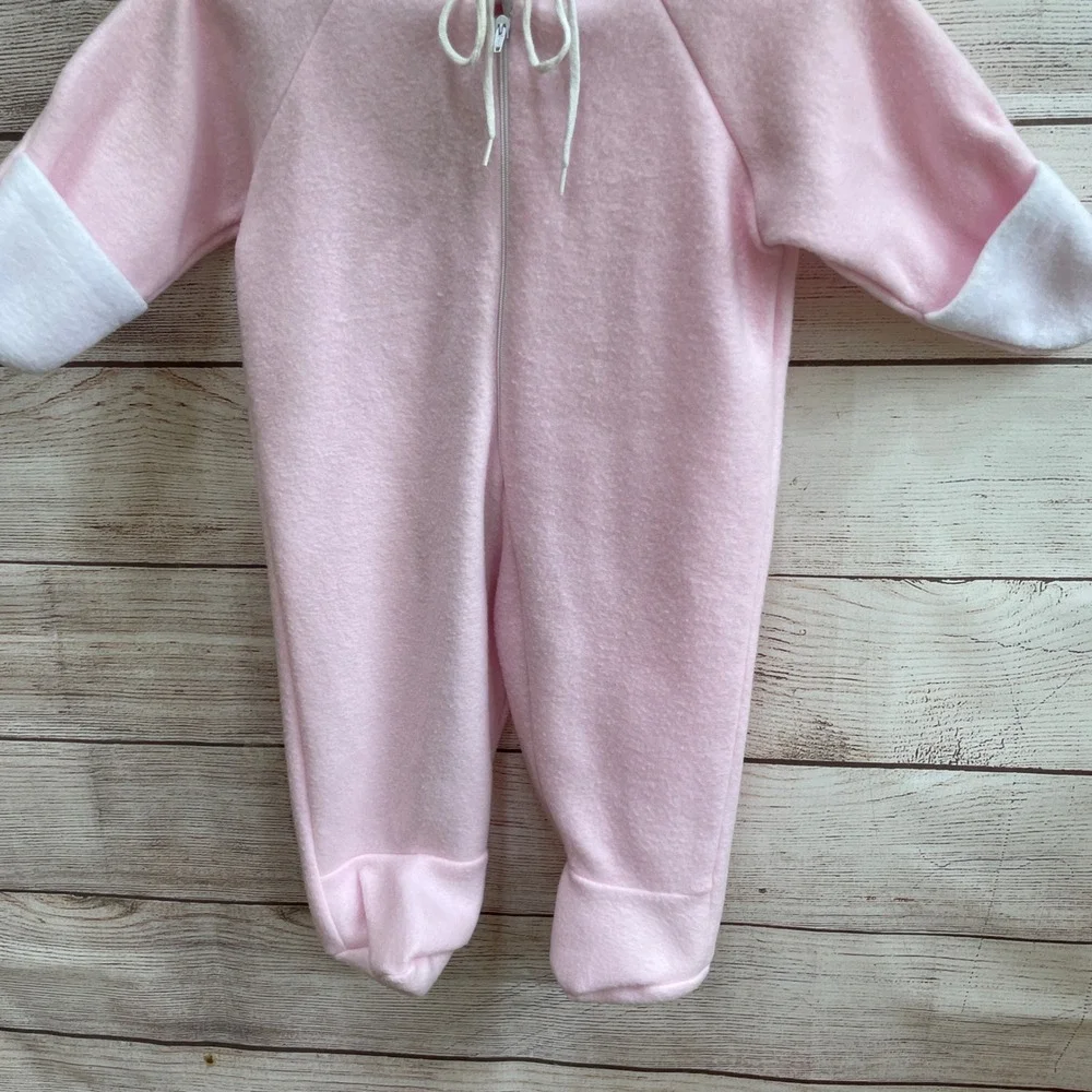 NWOT VINTAGE BEATRIX POTTER PINK FLEECE‎ SNOWSUIT WITH DETACHABLE BUNTING